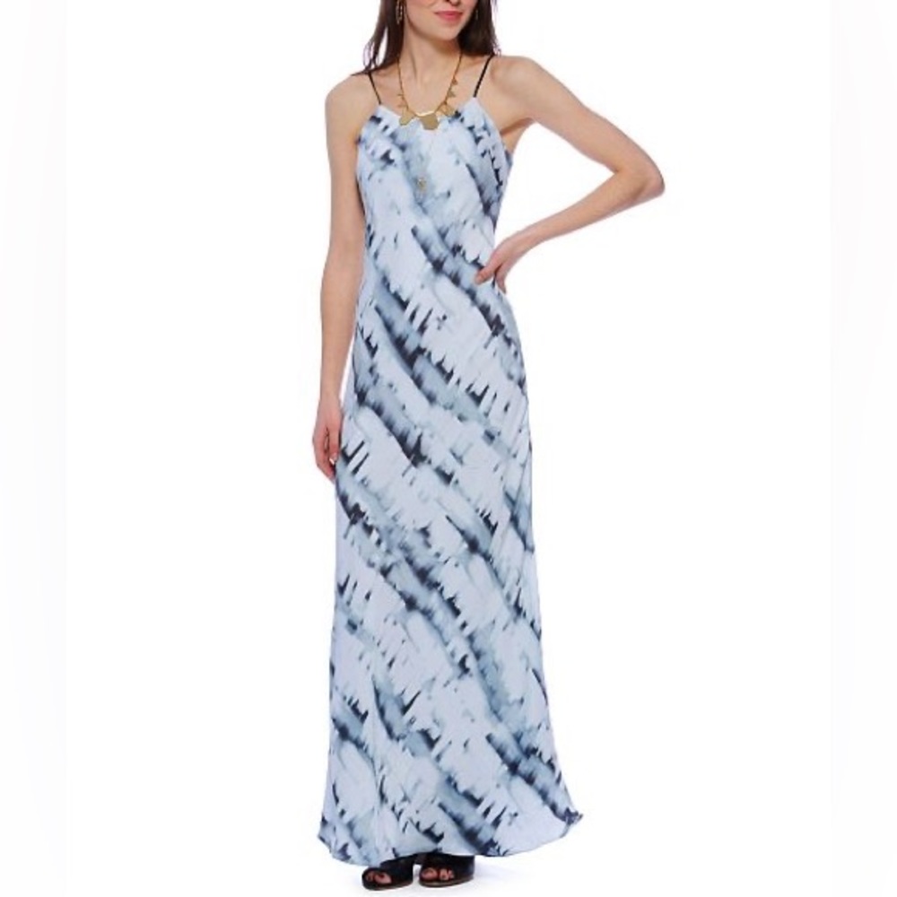 Liberty Sage Mint Seafoam Tie Dye Faux Silk Maxi Dress